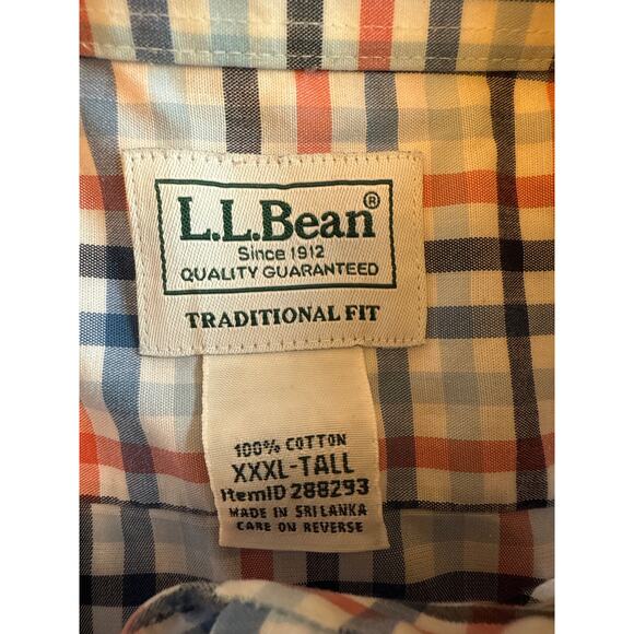 👔 L.L. Bean Men’s 3XL Tall Plaid Button-Down Shirt – Red Blue White 🪶 - Picture 6 of 6